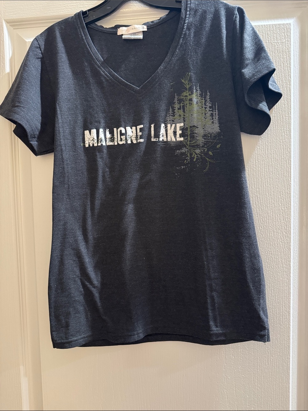 Maligne Lake V-Neck Graphic Tee - Black